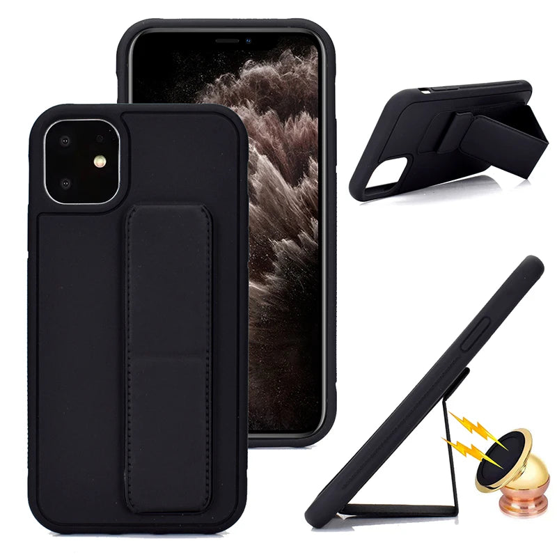 Matte Folding Car Mount Case for iPhone 15 Pro Max – Protective Shockproof Cover for iPhone 14 Pro Max, 11, 12, 13 Pro Max