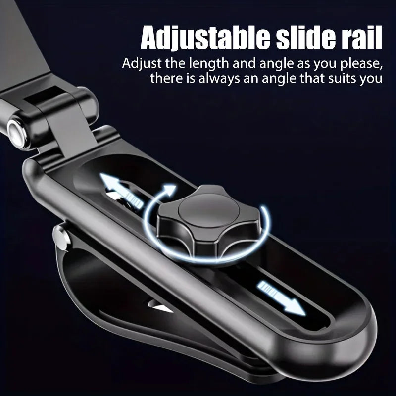 1pc 360° Rearview Mirror Car Phone Holder (4.0–6.1")