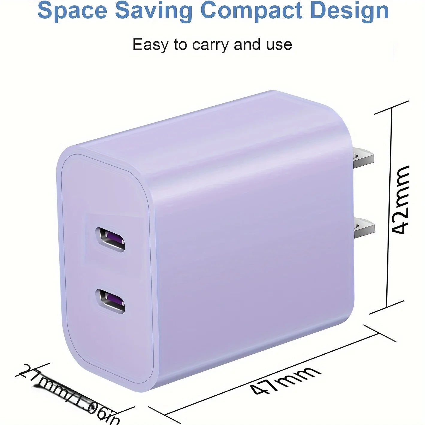 Phone 17/16/15/Charger Set – 2-Pack 40W Dual-Port USB-C Block + 2 x 6 ft USB-C Cables (iPad Pro compatible)