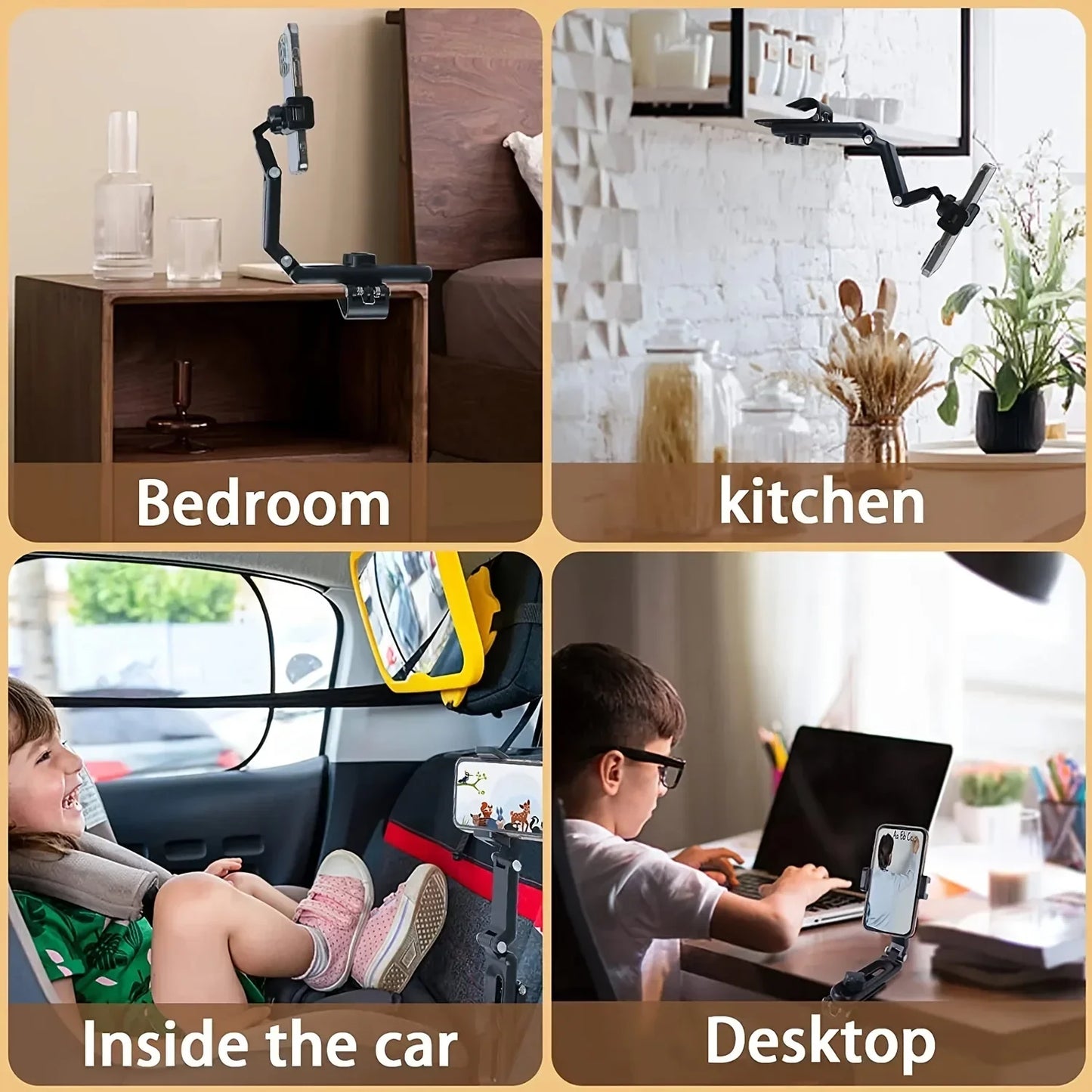 1pc 360° Rearview Mirror Car Phone Holder (4.0–6.1")