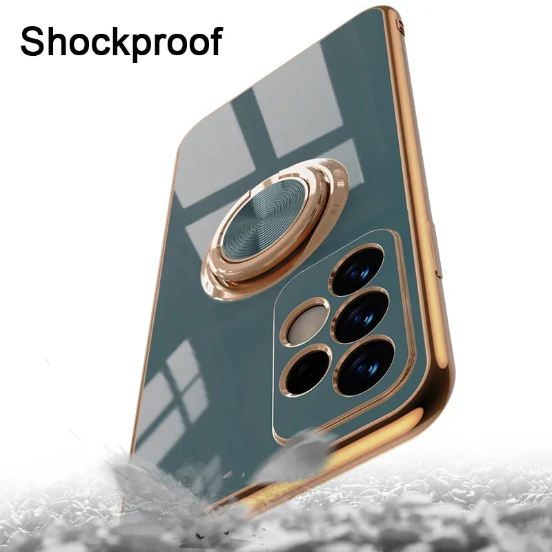 Plated Ring Holder Protective Case for Samsung Galaxy S25 Edge / S24/S23/S22/S21/S20 FE / Note 20 Ultra (Shockproof)