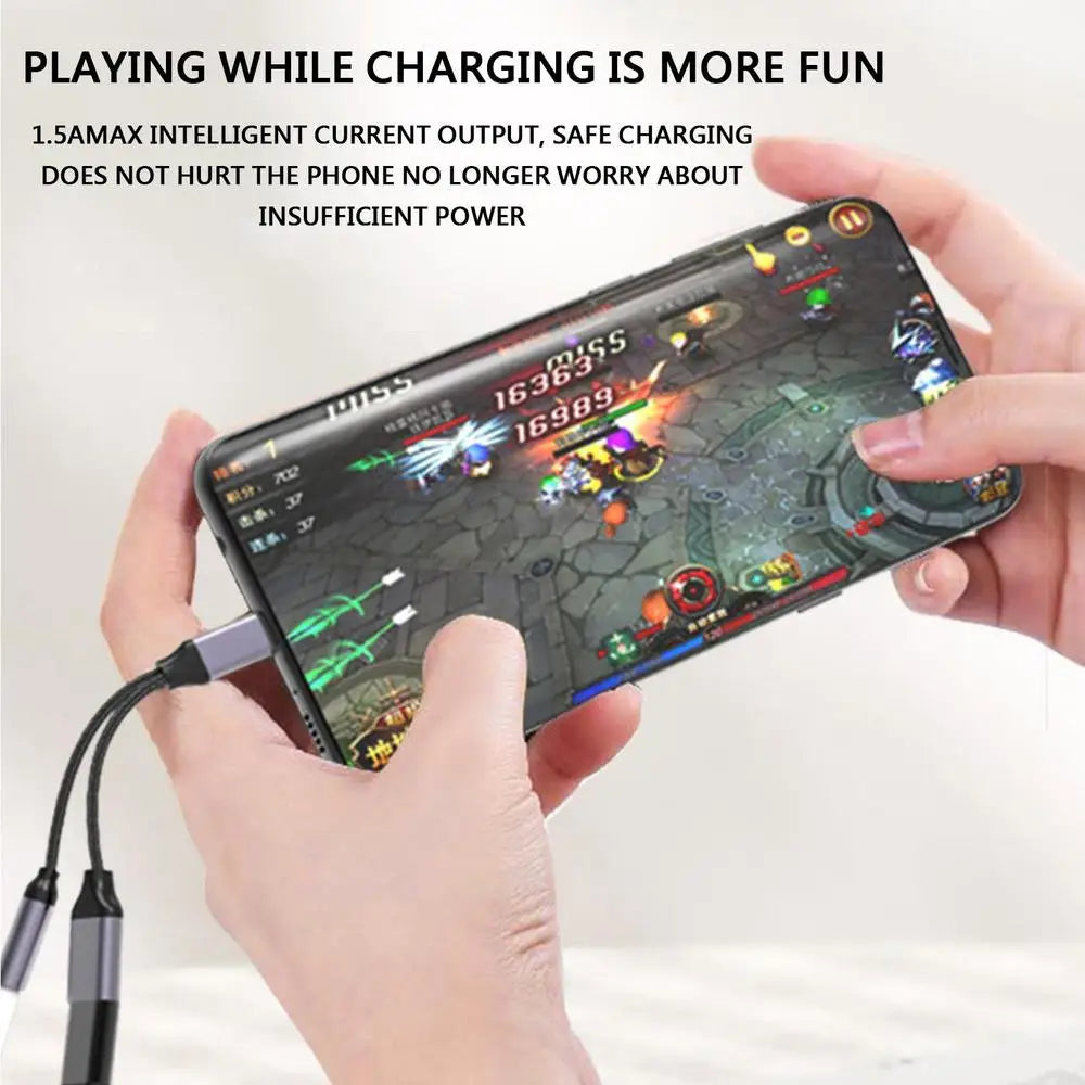 2-in-1 USB-C Splitter Adapter | 3.5mm AUX Audio & Charging | Universal Headphone & Charge Converter
