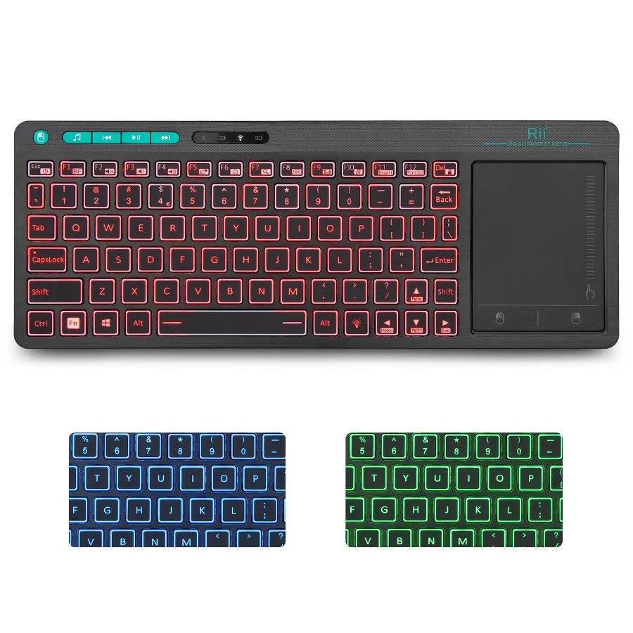 Wireless Multimedia Keyboard with RGB Backlit Keys & Large Multi-Touch