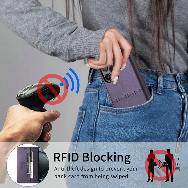 Premium Leather Book Case for iPhone 17 Pro/Pro Max/17 Air — RFID Wallet Cover, Luxury Coque Folio, 5G Protection, ProMax Wallet Fundas