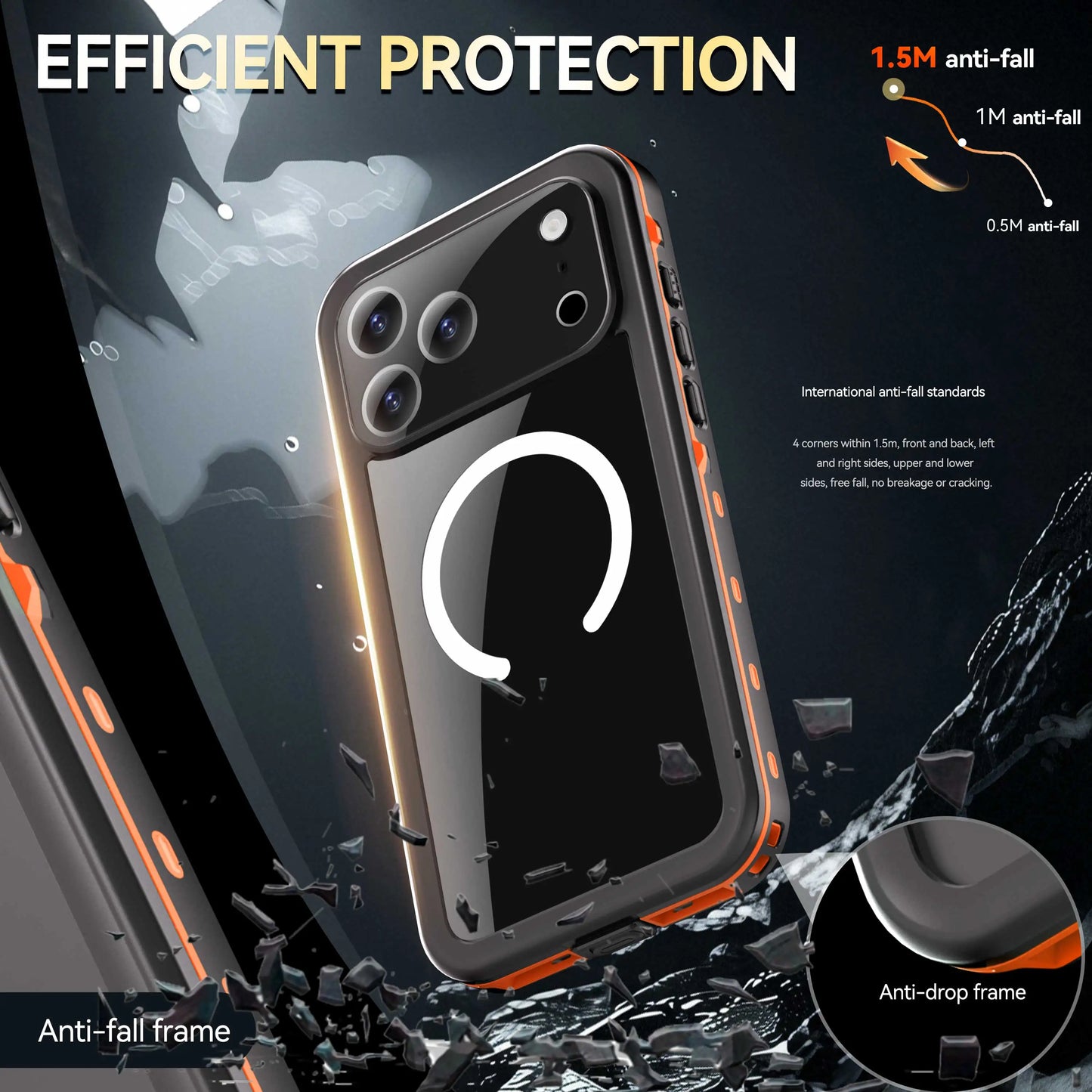 Professional IP68 Waterproof Case for iPhone 17 Series (Pro Max, Pro, Air) — Shockproof, Dustproof Protection