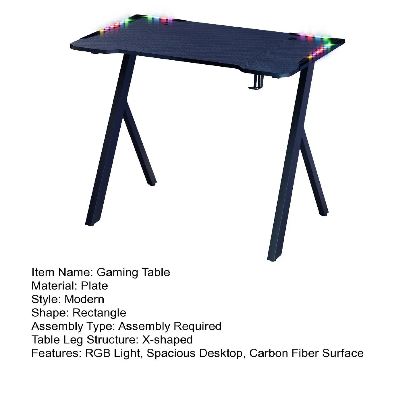 RGB Lighted Adjustable Gaming Desk – Large Standing Desk for Gaming/Work, and Home Office