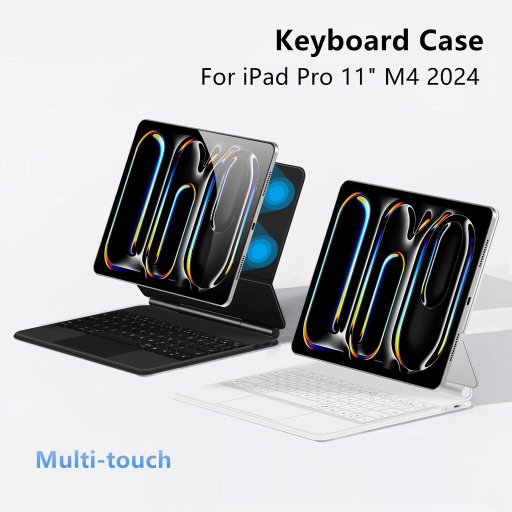 Keyboard Case For iPad Pro 11 Inch (M4) 2024 Magnetic Smart Magic Keyboards Folio Cover Backlight With Multi-Touch Trackpad