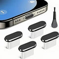 4Pcs USB-C Dust Plugs with Cleaning Brush – Anti-Dust Charging Port Cover Caps for Android Smartphones