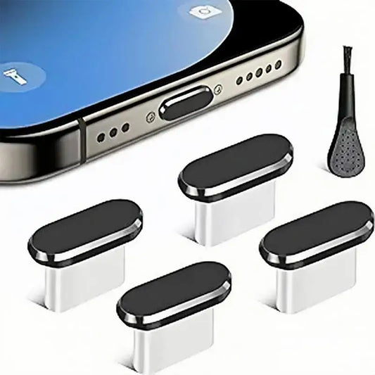 4Pcs USB-C Dust Plugs with Cleaning Brush – Anti-Dust Charging Port Cover Caps for Android Smartphones