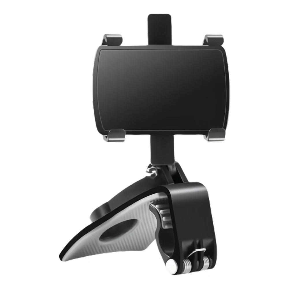360° Car Phone Mount – Rotating Rearview Mirror/Nav Bracket, Dashboard Adjustable Spring Clip