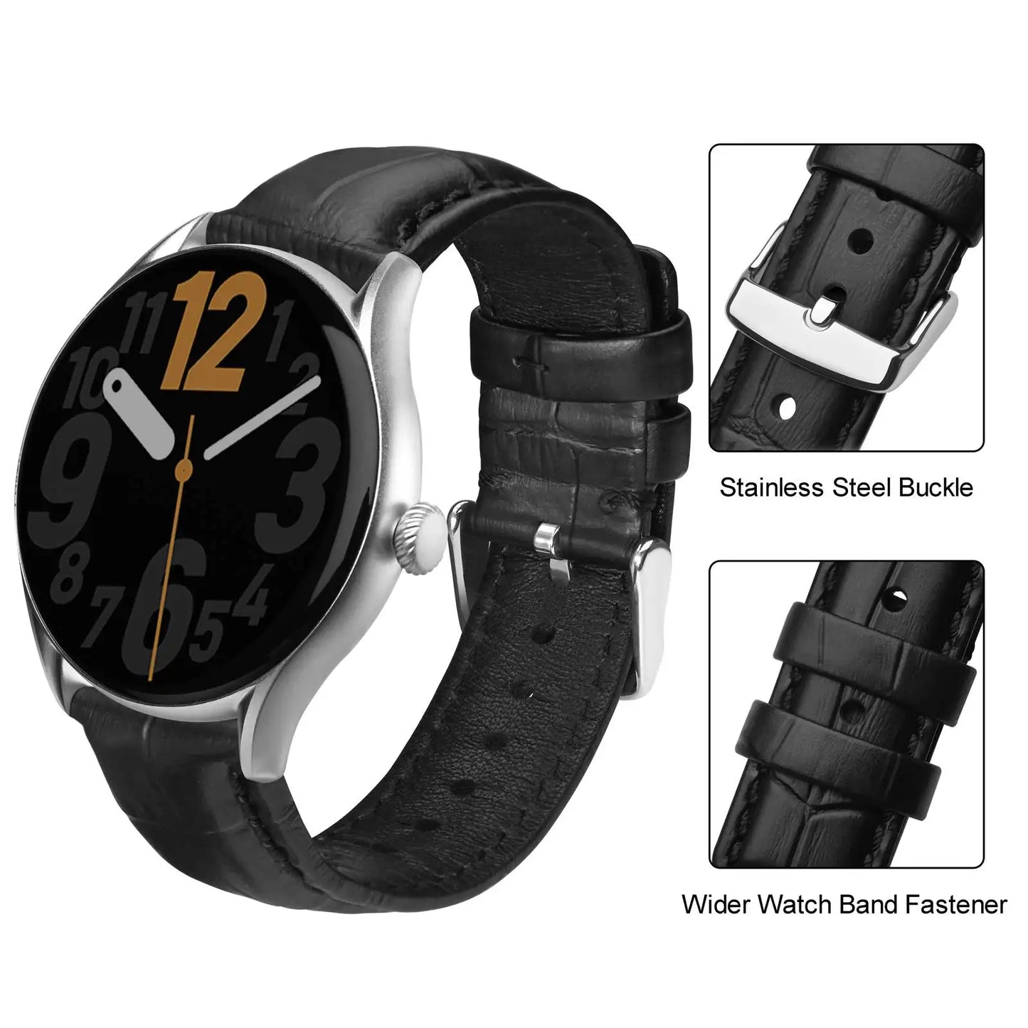Quick Release Leather Watch Bands – 18mm/20mm/22mm/24mm Alligator Grain Calfskin Replacement Strap