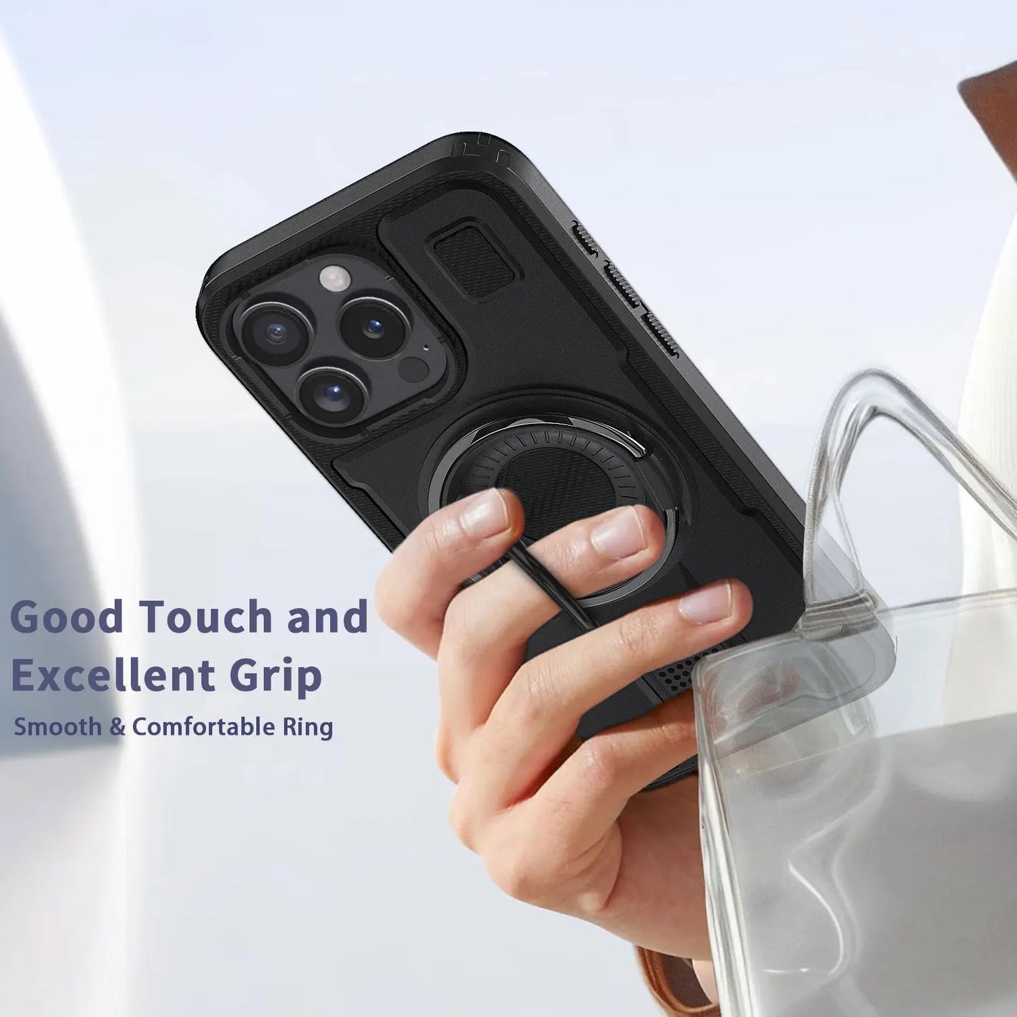 Black Hybrid Shockproof Phone Case for iPhone 14 / 14 Plus / 14 Pro / 14 Pro Max