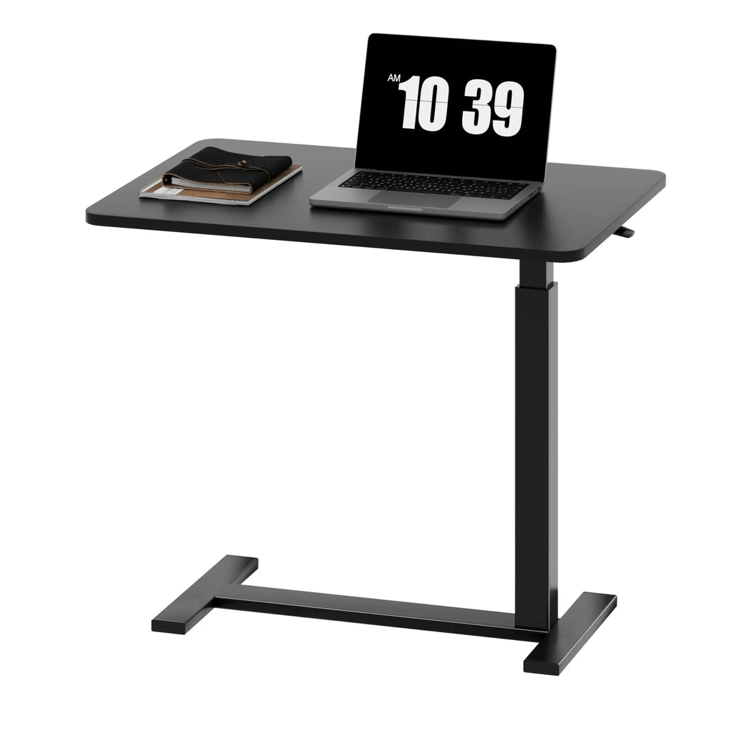 Height-Adjustable Overbed Table: Hidden Wheels & Laptop Desk