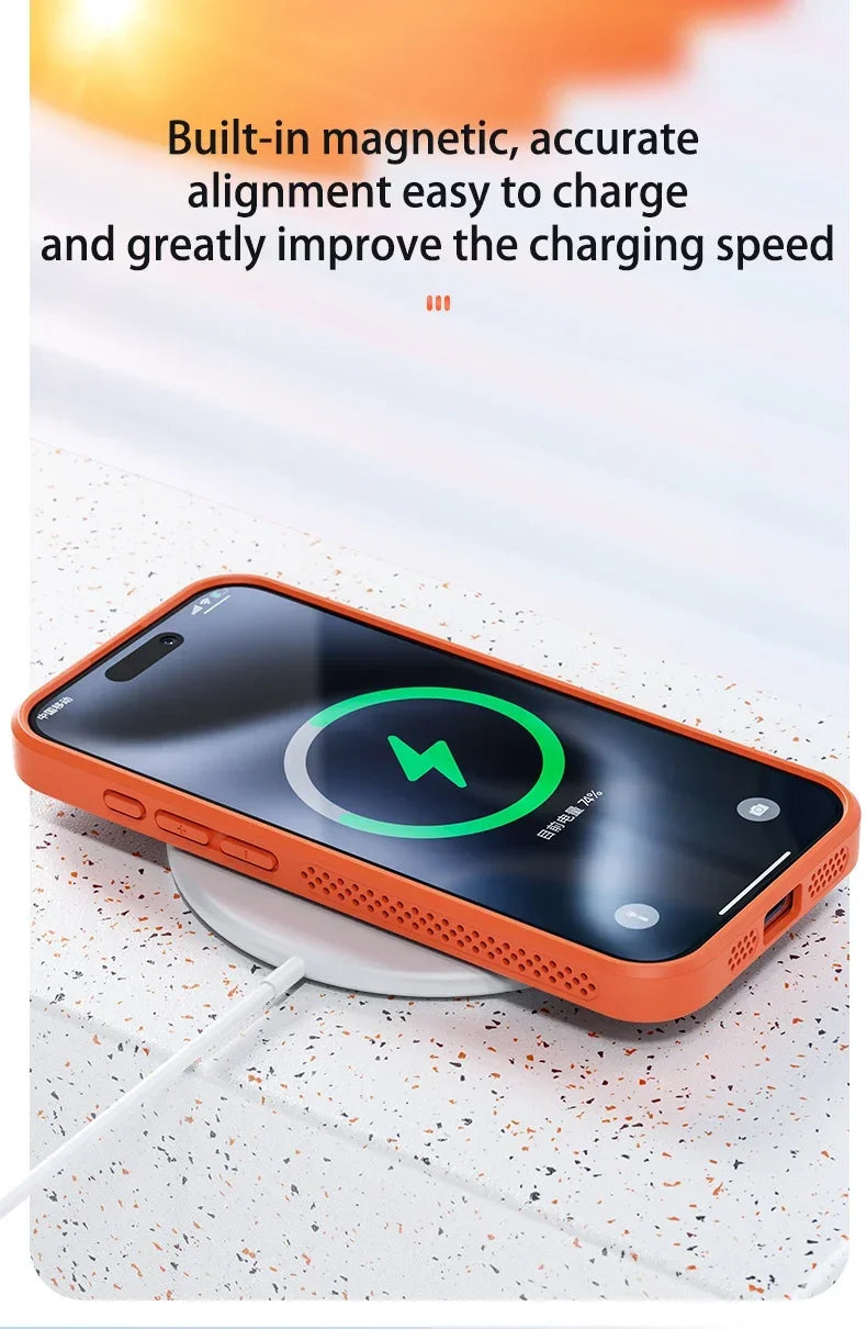 Cooling Phone Case for iPhone 17/16/15/14/13/12 Pro/Max – Breathable Hard Back, Magnetic MagSafe