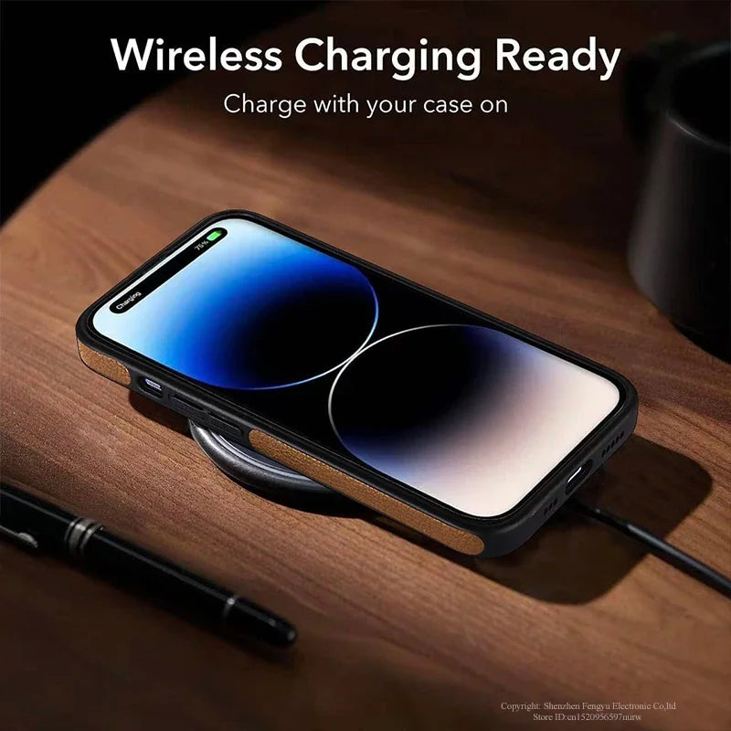 Leather Kickstand Phone Case for iPhone 15 / 13 Pro Max / 14 Plus / 12 / 11 – Shockproof, Flexible, Soft-Grip Luxury Back Cover