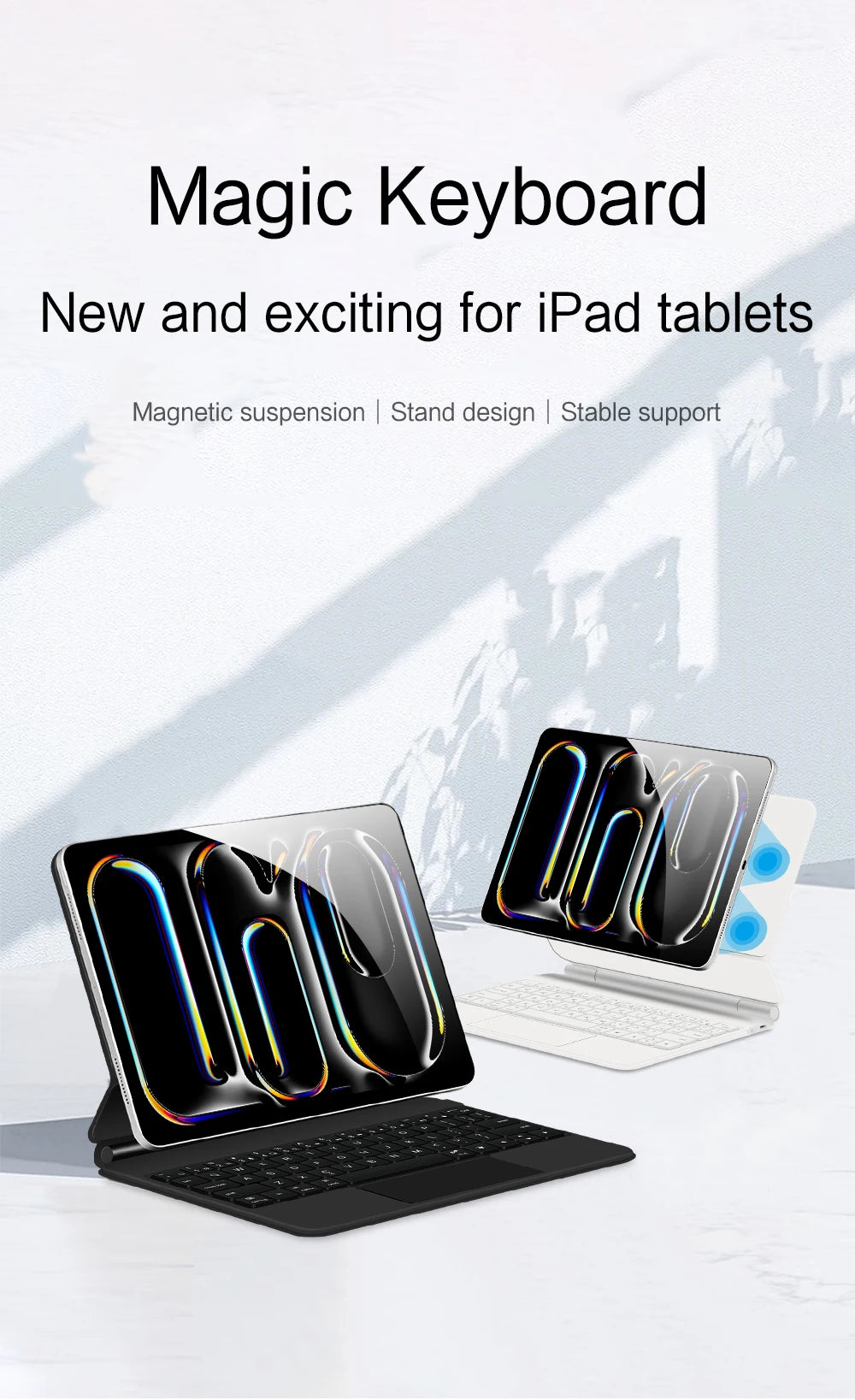 Keyboard Case For iPad Pro 11 Inch (M4) 2024 Magnetic Smart Magic Keyboards Folio Cover Backlight With Multi-Touch Trackpad