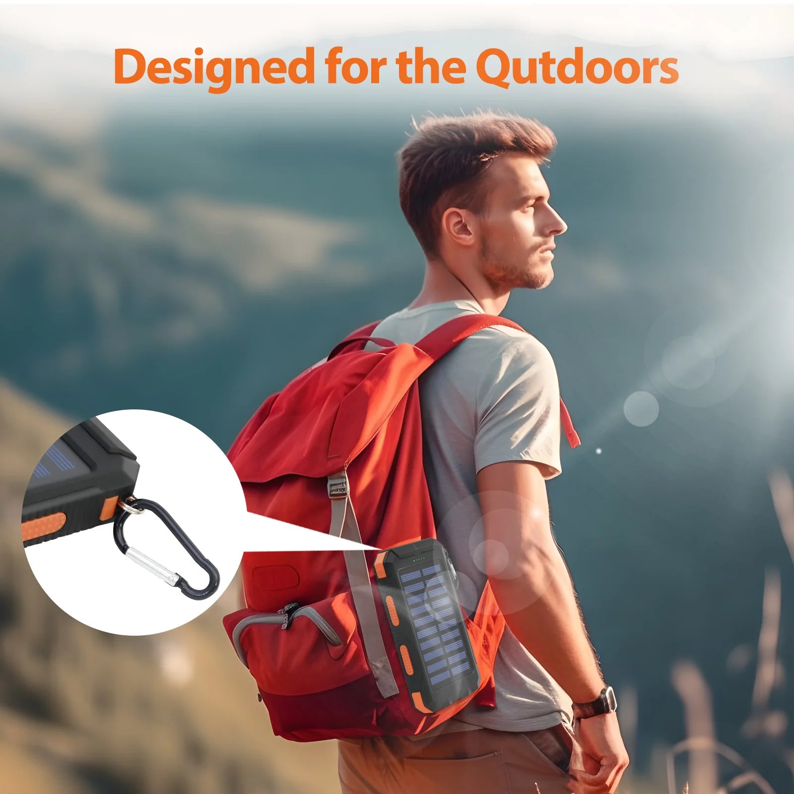 20000mAh Solar Power Bank Portable Solar Charger Waterproof Dual 5V USB Ports 2 LED Light Flashlight For Cell IPhone Outdoor