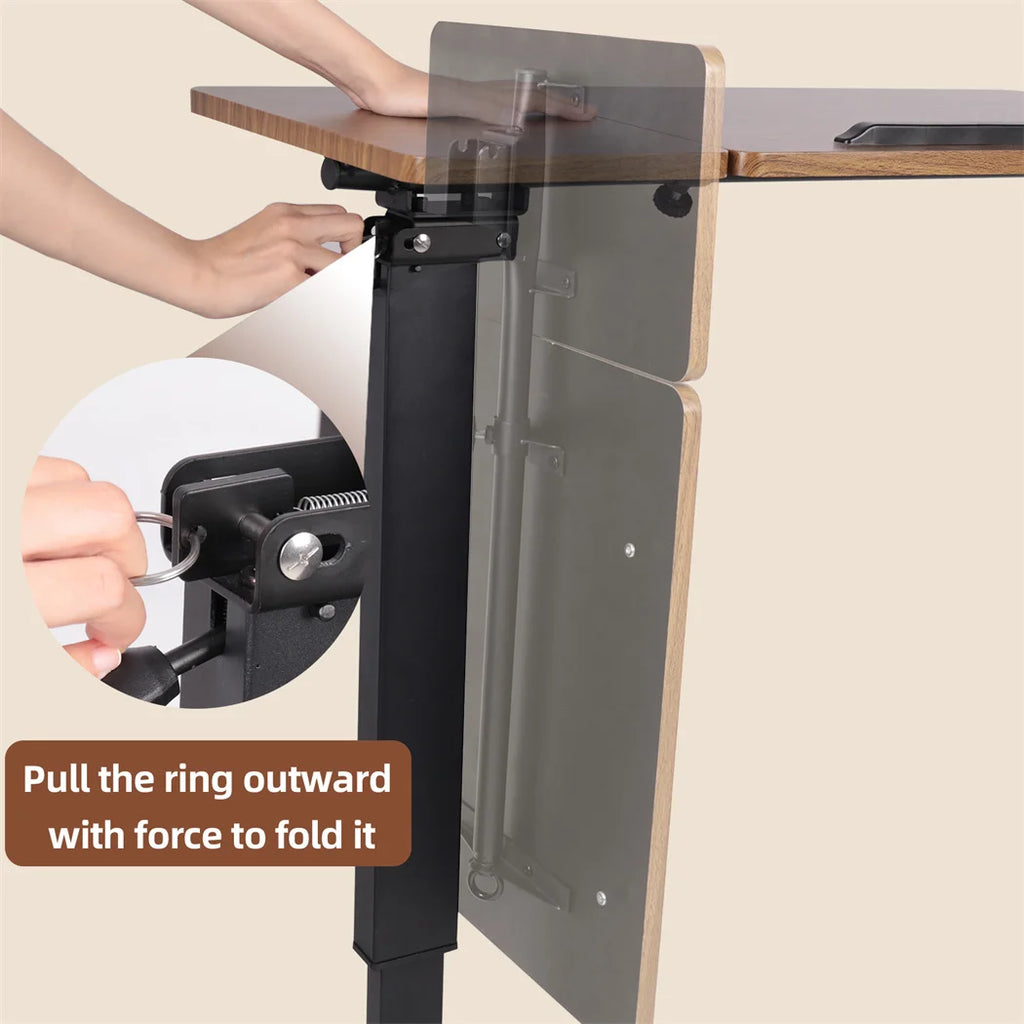 Height-Adjustable Overbed Table: Hidden Wheels & Bedside Laptop Desk