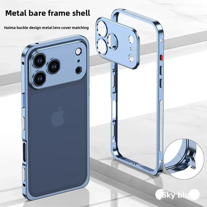 Luxury Original-Color Rugged Aluminum Alloy Slim Frame Case for iPhone 17 Pro Max / 17 Pro / 17 Air – Heat Dissipation, Anti-Drop Protective Cover