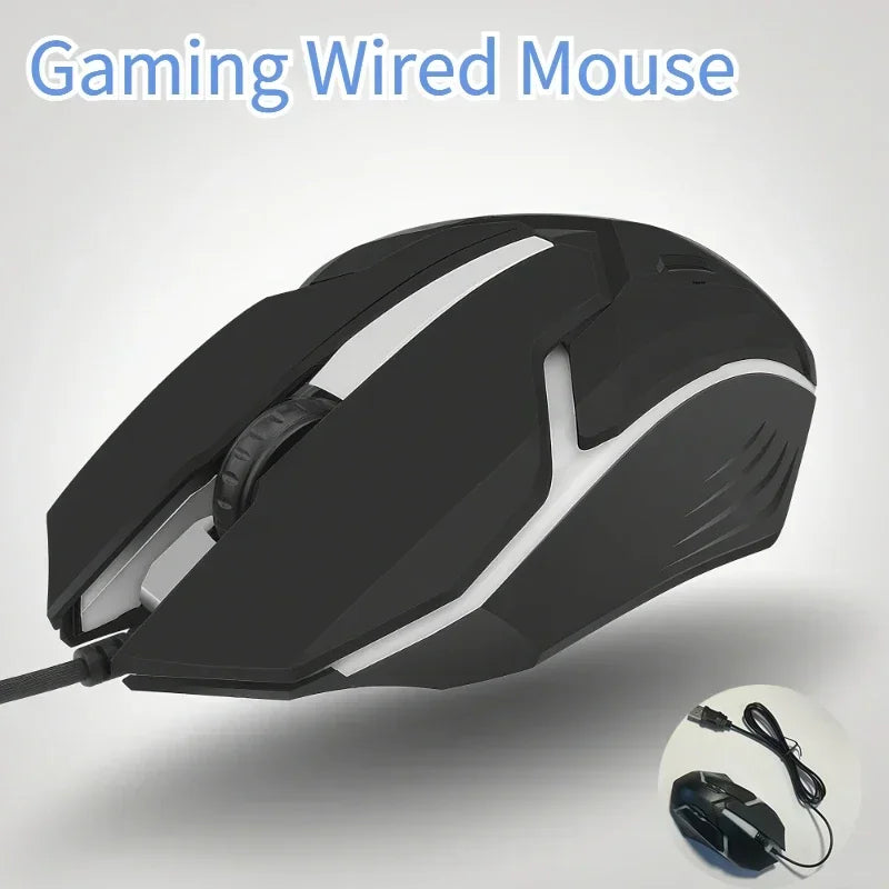 Ergonomic Wired Gaming Mouse — USB RGB Mause with LED Buttons, Silent for PC/Laptop