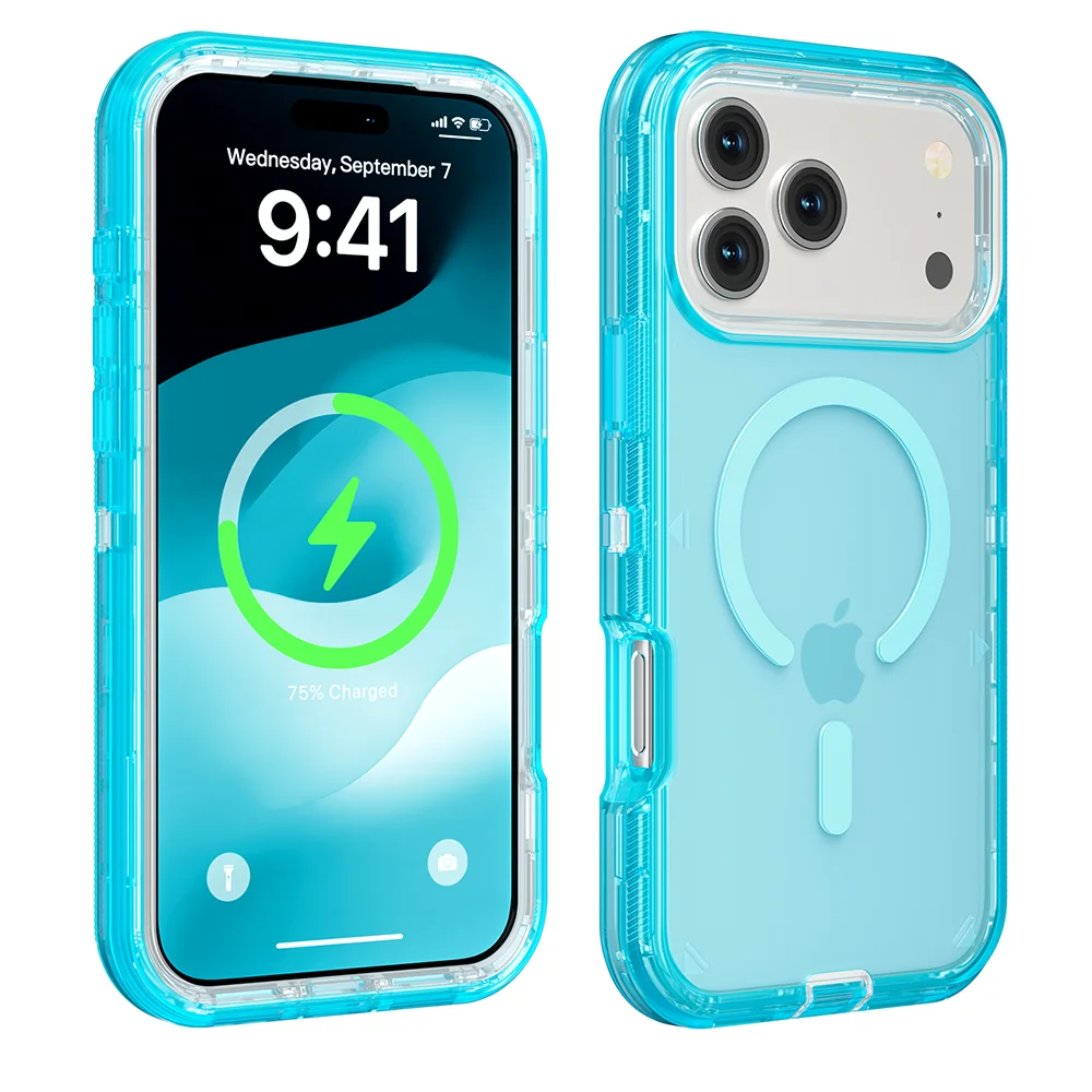 Rugged Armor Clear Case for iPhone 17/16/15/14/Plus/13/12 Pro Max | Magnetic Wireless Charging | Enhanced Shockproof Cover