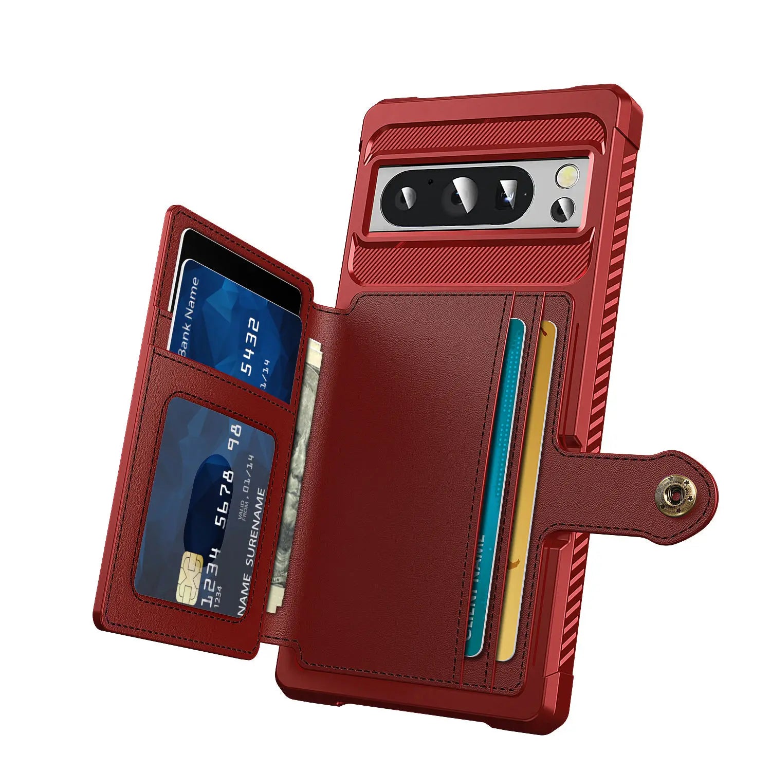 Rugged Leather Flip Wallet Case with Card Holder for Google Pixel 7 Pro, 7A, 8 Pro, and 8 — Heavy-Duty Shockproof Protective Cover