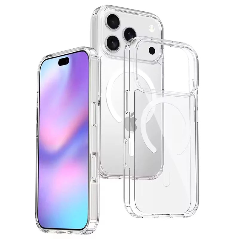 Premium Magnetic MagSafe Case for iPhone 17 Pro/Air – Clear Hard Back Soft TPU Cover