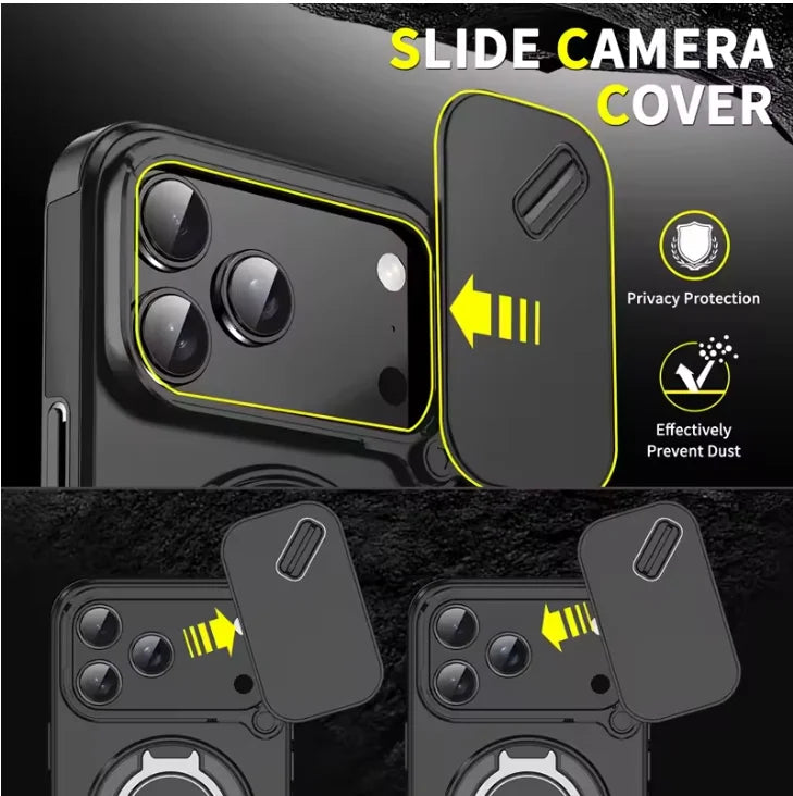 Premium Armor Magnetic Case for iPhone 17 Pro Max / Pro / Air — Shockproof, Ring Stand, Camera Flip Protection Cover