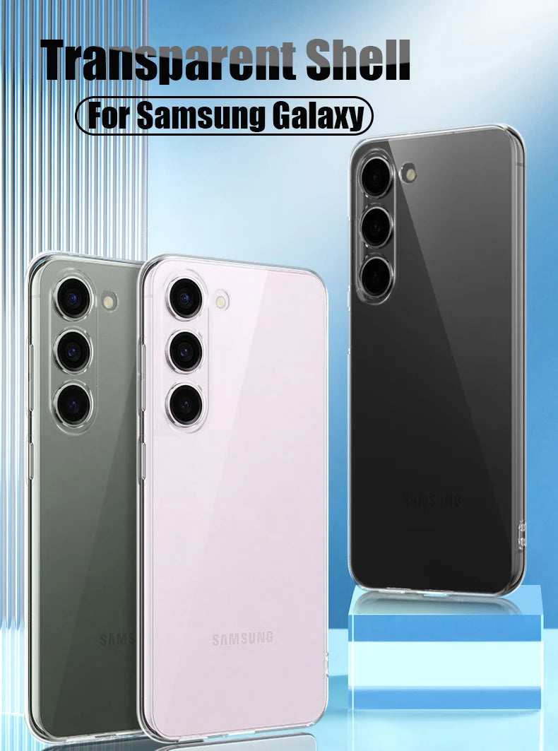 Clear Silicone Soft Phone Case for Samsung Galaxy S24 / S25 / S23 / S22 Ultra / S21+ – Fits S20 FE, S25 Edge, A07 / A17 / A56 / A36