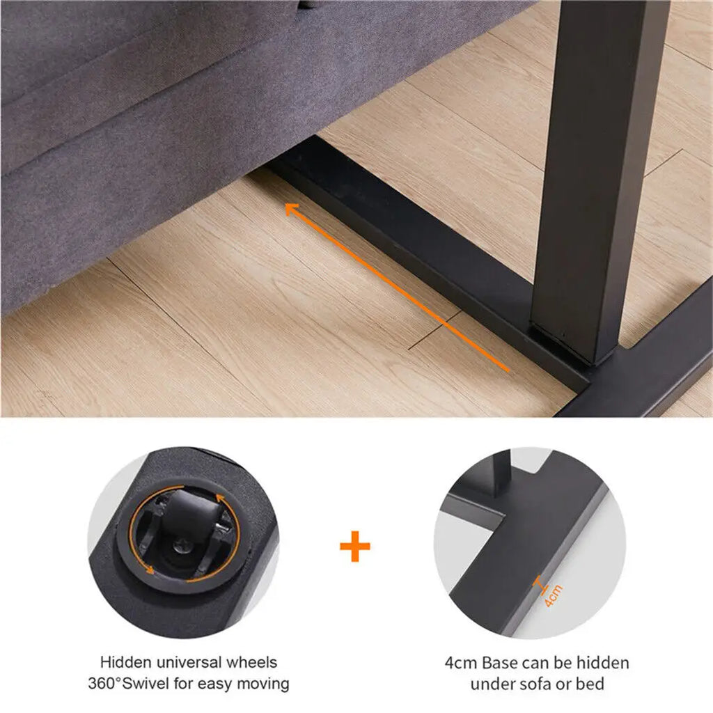 Height-Adjustable Overbed Table: Hidden Wheels & Bedside Laptop Desk