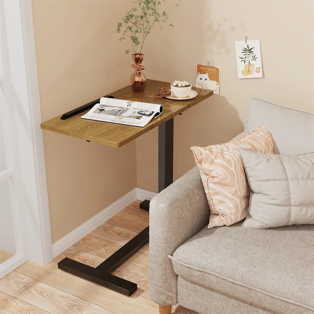 Height-Adjustable Overbed Table: Hidden Wheels & Bedside Laptop Desk