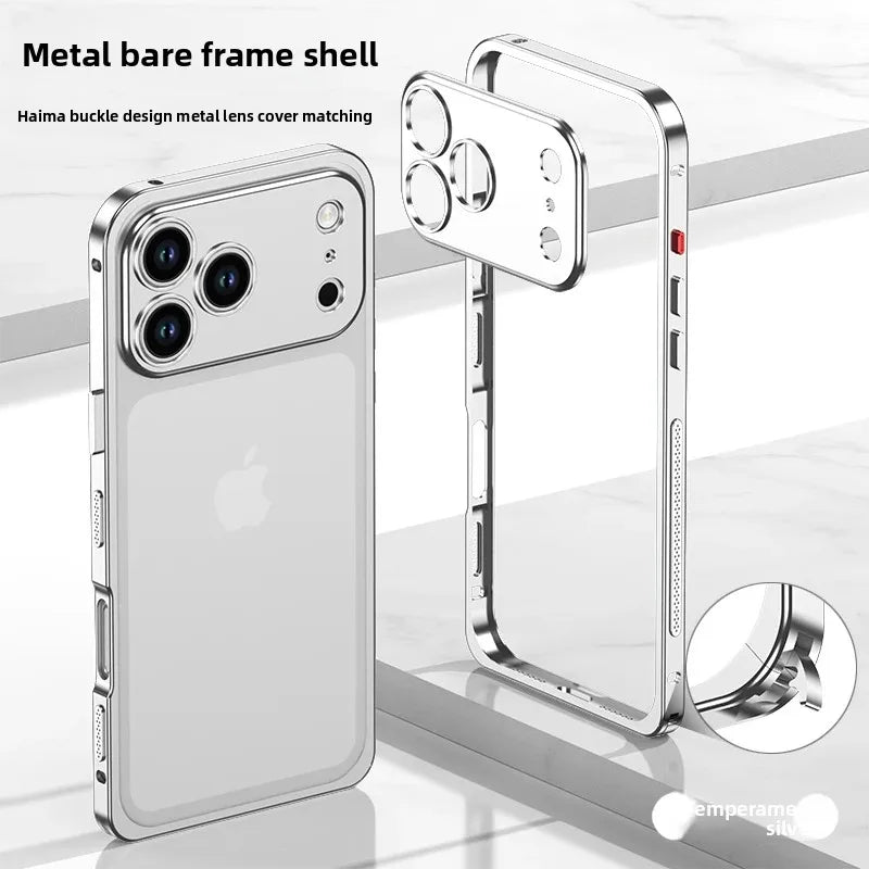 Luxury Original-Color Rugged Aluminum Alloy Slim Frame Case for iPhone 17 Pro Max / 17 Pro / 17 Air – Heat Dissipation, Anti-Drop Protective Cover