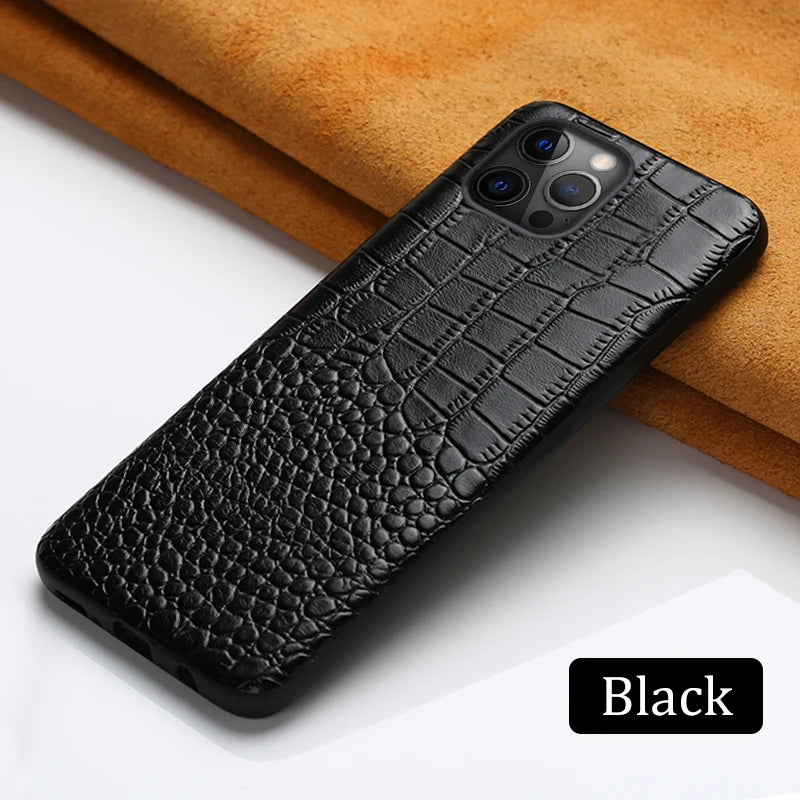 Leather Back Cover Case for Apple iPhone Series – 14, 13 Pro Max, 12/11/ Premium Genuine Leather