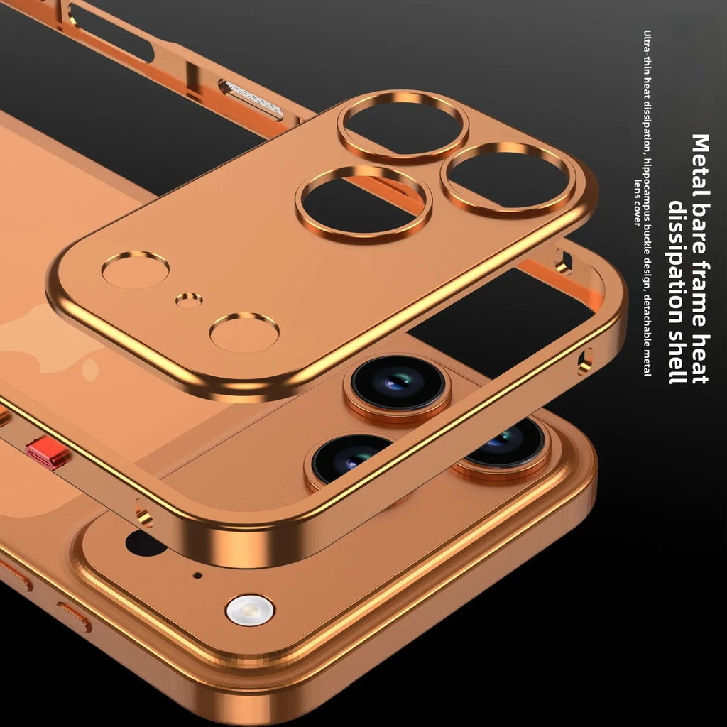 Luxury Original-Color Rugged Aluminum Alloy Slim Frame Case for iPhone 17 Pro Max / 17 Pro / 17 Air – Heat Dissipation, Anti-Drop Protective Cover
