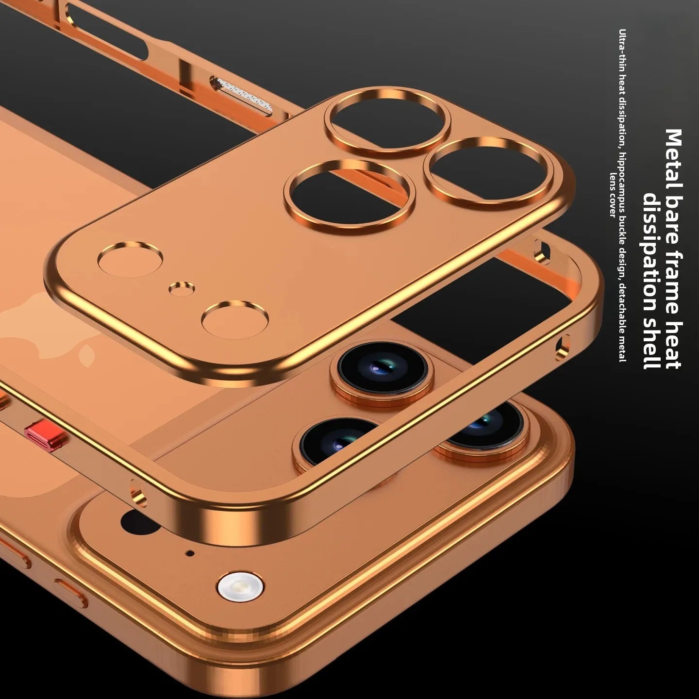 Luxury Original-Color Rugged Aluminum Alloy Slim Frame Case for iPhone 17 Pro Max / 17 Pro / 17 Air – Heat Dissipation, Anti-Drop Protective Cover