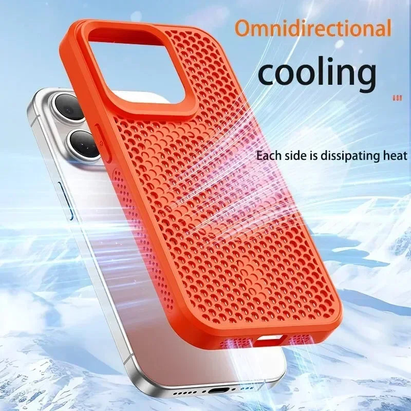 Cooling Phone Case for iPhone 17/16/15/14/13/12 Pro/Max – Breathable Hard Back, Magnetic MagSafe