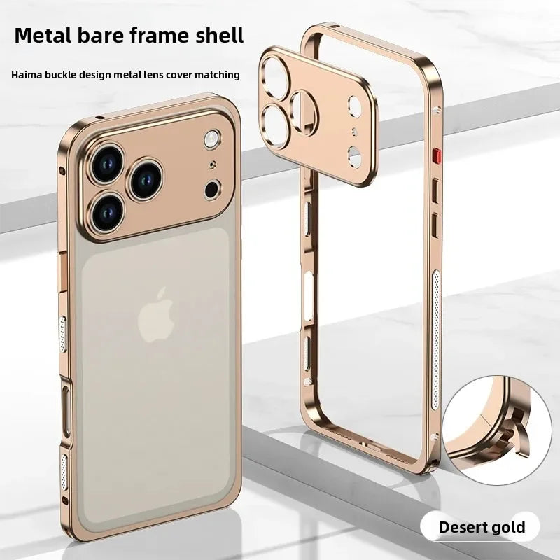 Luxury Original-Color Rugged Aluminum Alloy Slim Frame Case for iPhone 17 Pro Max / 17 Pro / 17 Air – Heat Dissipation, Anti-Drop Protective Cover