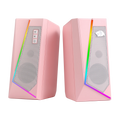 Redragon GS520 RGB PC Speakers – 2.0 Channel Desktop Audio with Six LED Modes, High-Quality Stereo Sound (White/Pink)