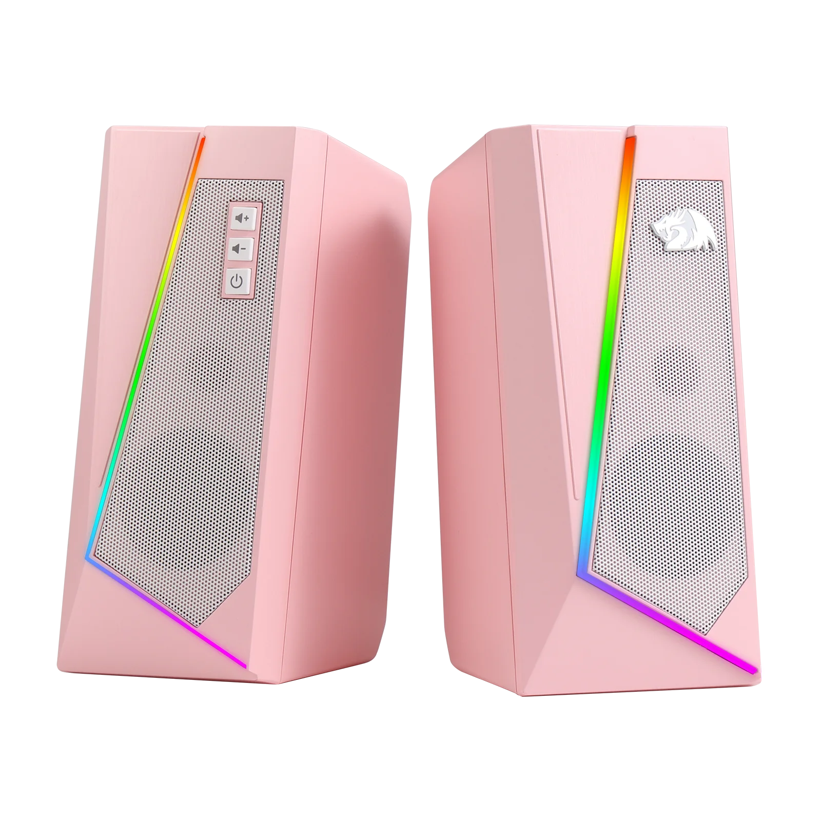 Redragon GS520 RGB PC Speakers – 2.0 Channel Desktop Audio with Six LED Modes, High-Quality Stereo Sound (White/Pink)