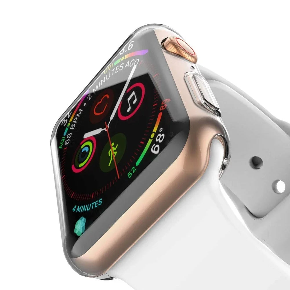 Silicone Bumper Case & Screen Protector for Apple Watch – 44mm/40mm/45mm/41mm/42mm/38mm, iWatch Series 3–9, SE, Non-Slip Guard