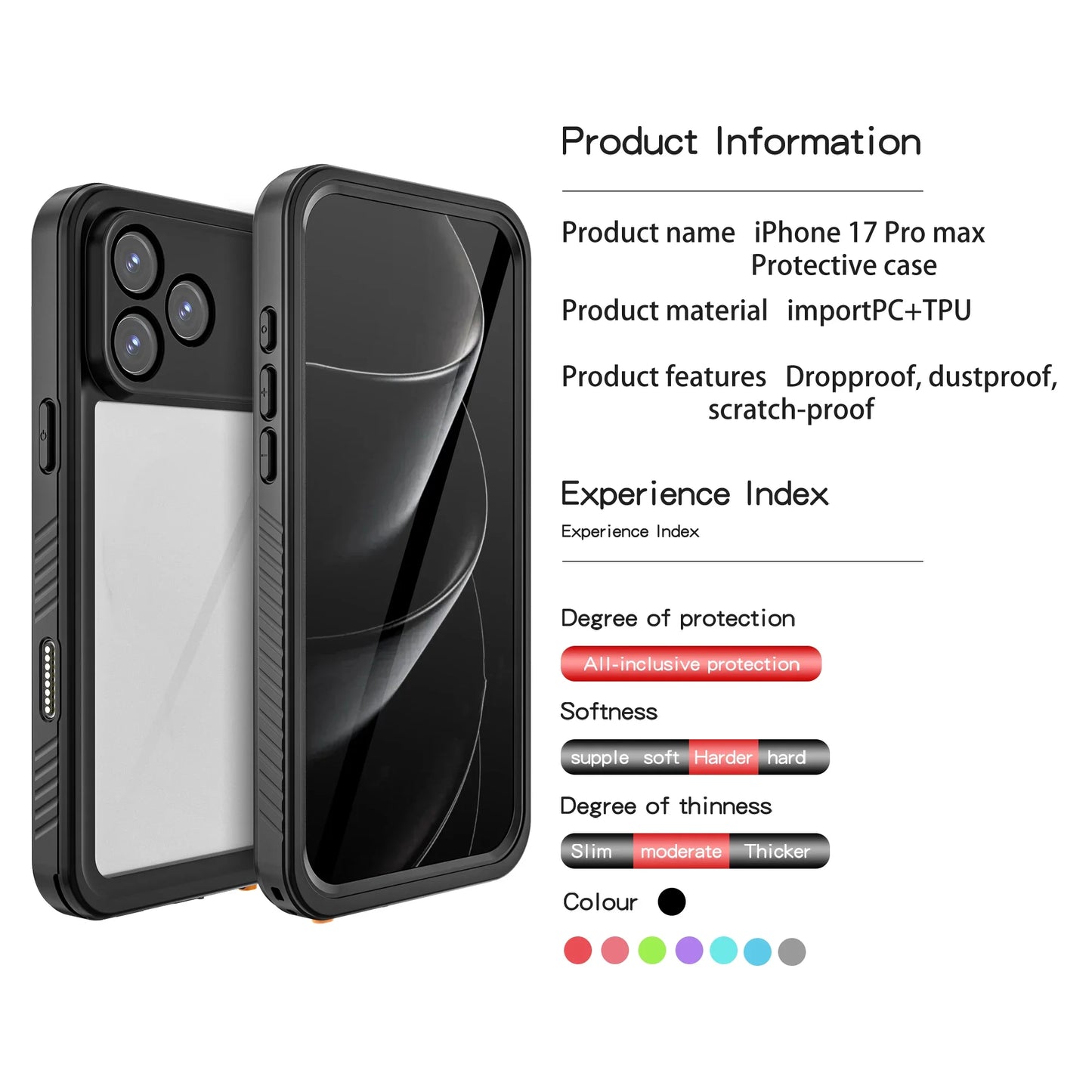 Heavy-Duty IP68 Waterproof Case for iPhone 17 Series (Pro/Max/Air) — Full-Protection, Drop Resistant, All-Round Protective Cover