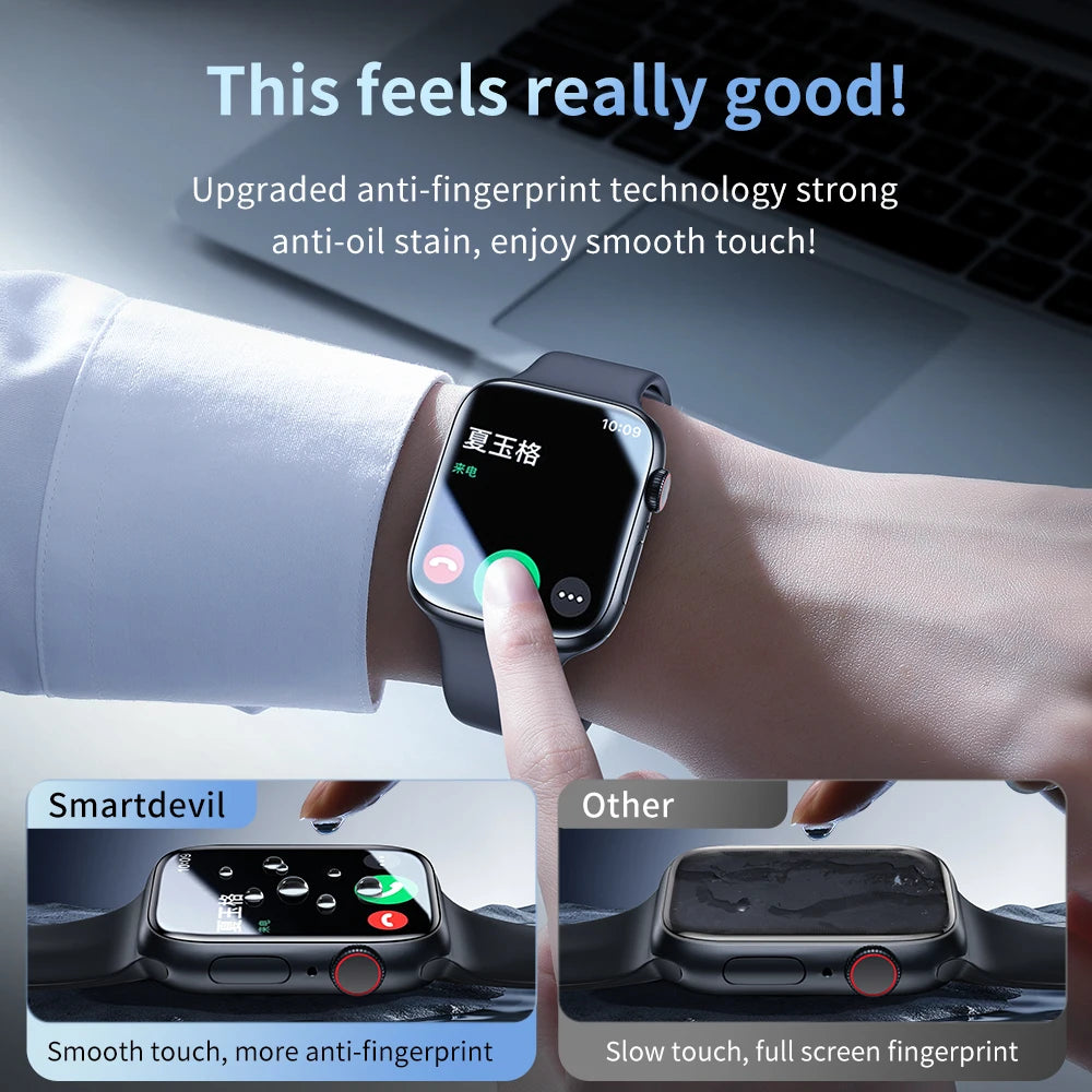 SmartDevil Full Glue Soft Film Screen Protector for Apple Watch – 41mm/45mm, SE, 44mm/40mm, Models 4–8, HD, Easy Install