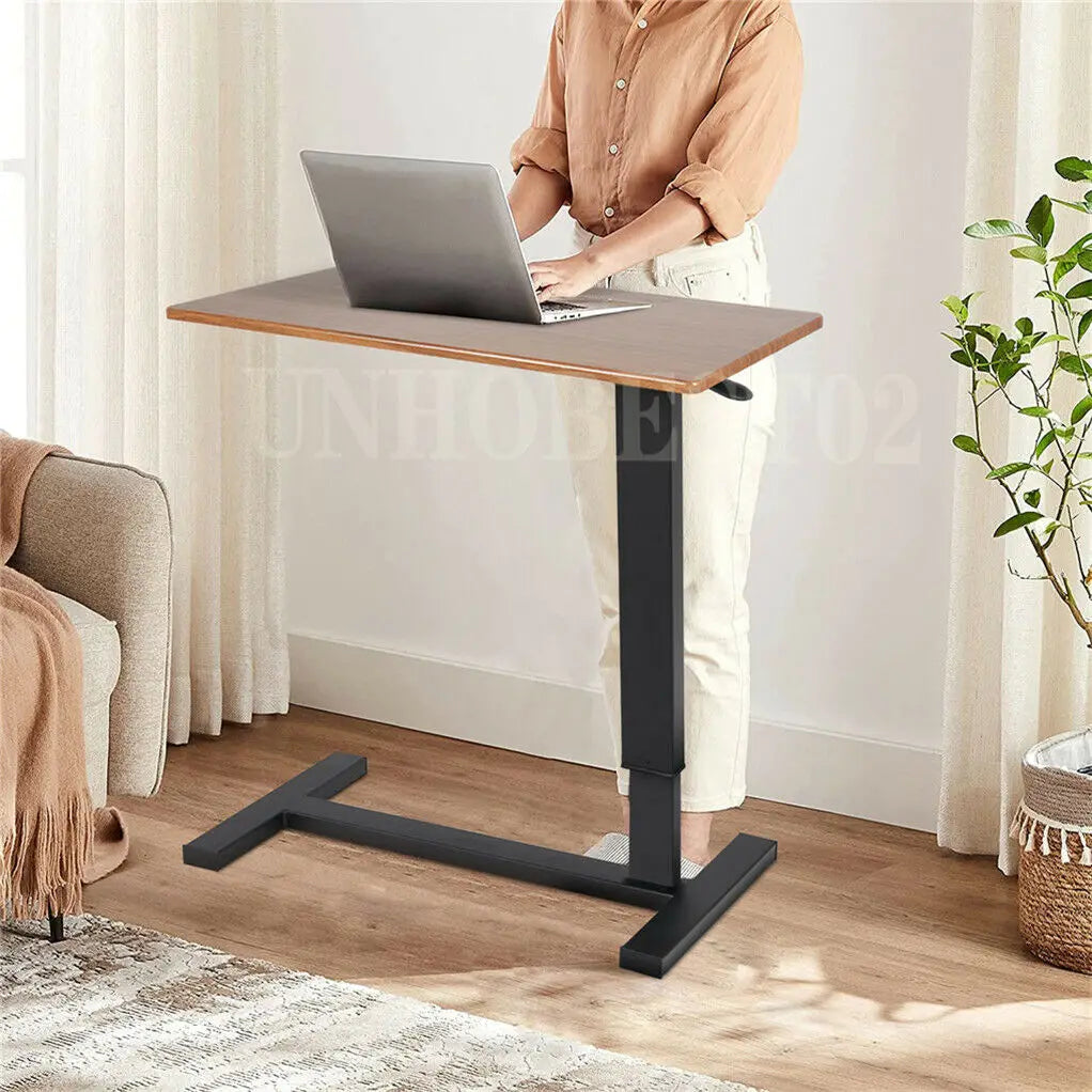 Height-Adjustable Overbed Table: Hidden Wheels & Bedside Laptop Desk