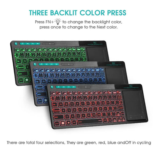 Wireless Multimedia Keyboard with RGB Backlit Keys & Large Multi-Touch