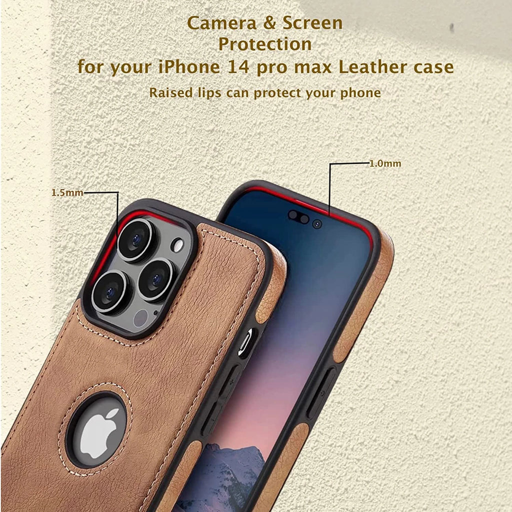 Slim Fit PU Leather Back Cover with Logo Hole for iPhone 16 / 16 Pro / 16 Pro Plus / 16 Pro Max – Soft Silicone Shockproof Protective Case