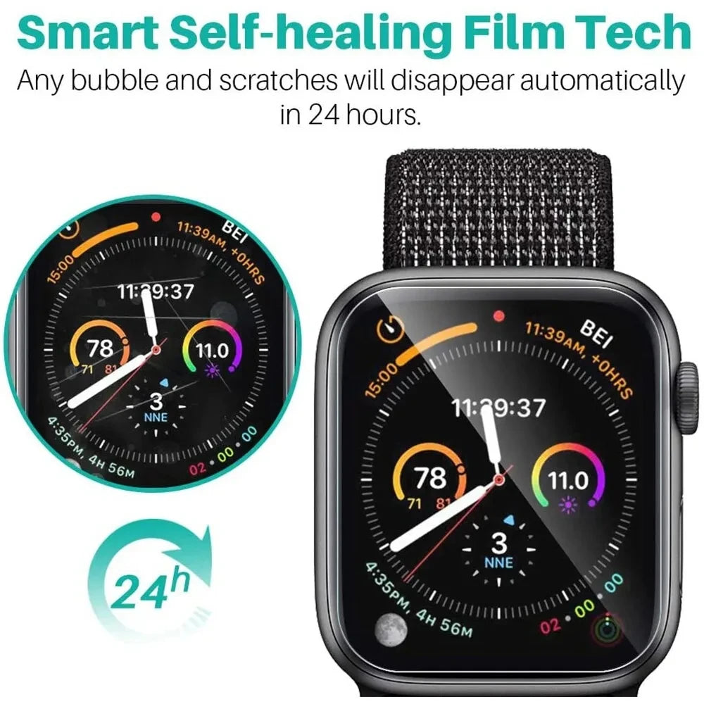 3Pcs TPU / Hydrogel Screen Protector Set for Apple Watch iWatch – Fits 38mm, 40mm, 41mm, 42mm, 44mm, 45mm, 49mm