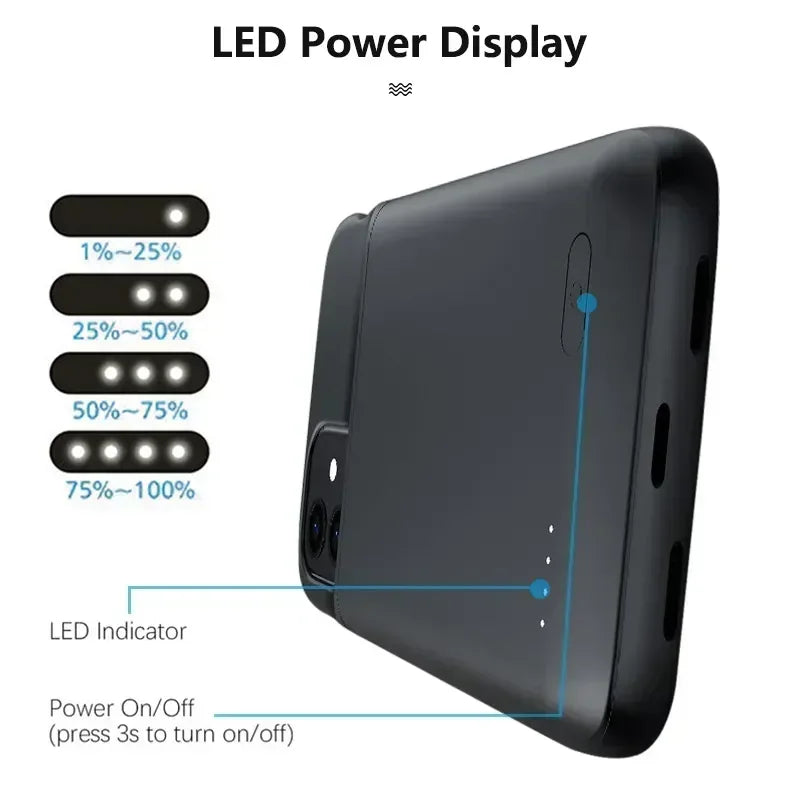 6800mAh Battery Case For iphone 15 14 13 12 Pro Max Mini Power Bank Charger Cover Case