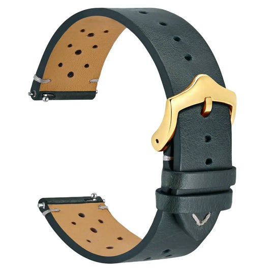Genuine Leather Watch Bands – 18mm/20mm/22mm Quick Release Vintage Strap for Men & Women, Green/Black/Brown/Blue