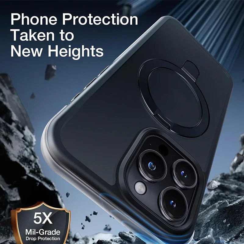 Translucent Phone Case with Magnetic Ring Stand for iPhone 16 15 14 Pro Max Case Plus 12 13 11 Mobile Cases Ultra Slim Cover