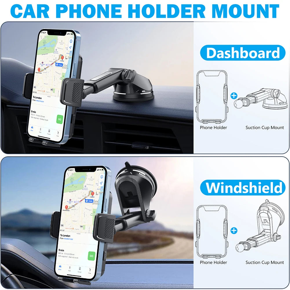 360° Rotating Gravity Sucker Phone Mount – Dashboard & Windshield Car Stand for Trucks, RVs, and Vehicles
